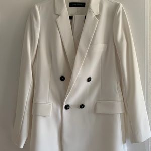 ZARA White Belted Double Breasted Blazer US M, NWT